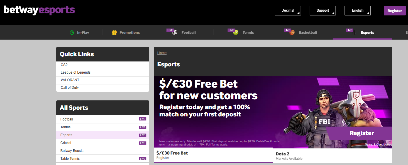 Betwayn esports-tarjonta
