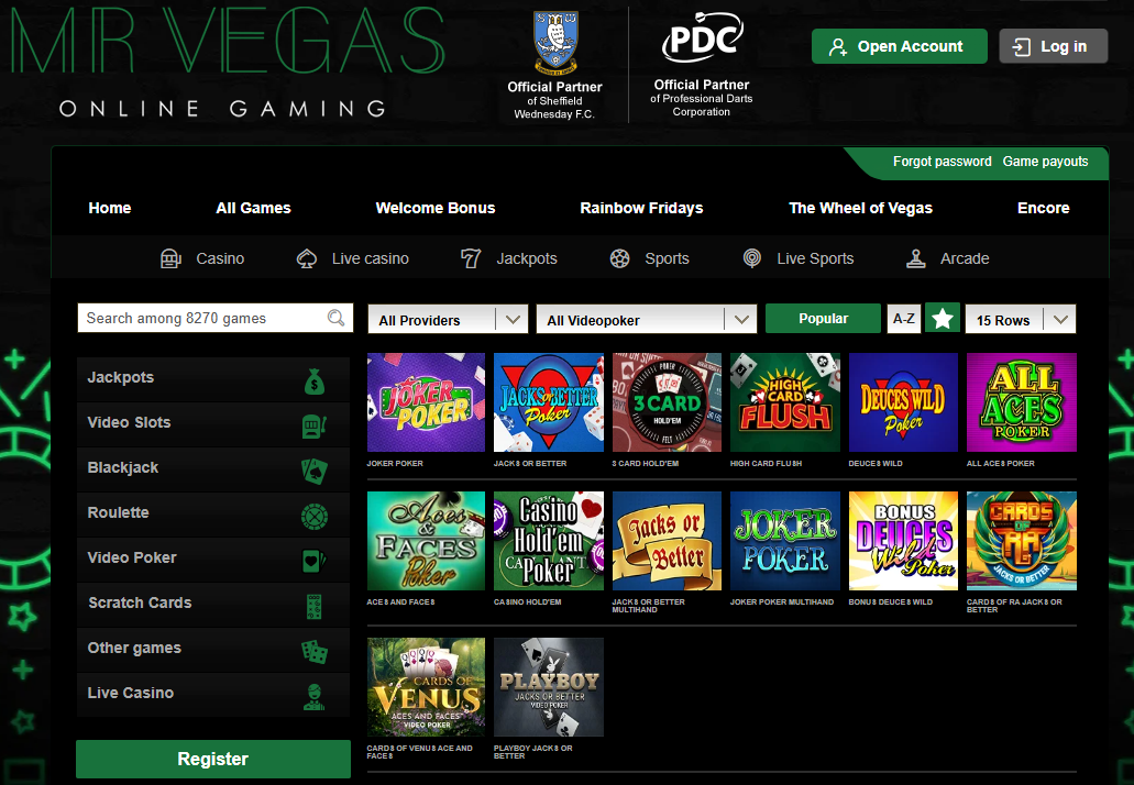 Mr Vegas Video Poker